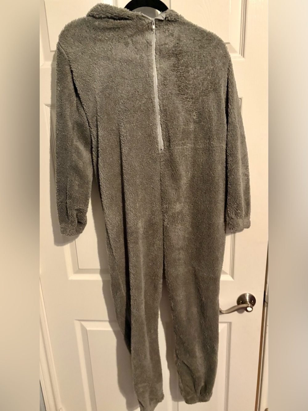 21- SHEIN Gray Plush Hooded Onesie Pajama